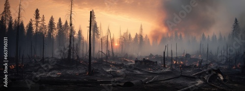 The aftermath of a severe climate change-induced wildfire © BOMB8