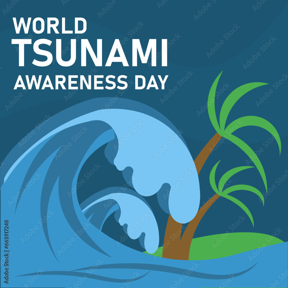 Obraz premium World Tsunami Awareness Day Hand Drawn Illustration Creative