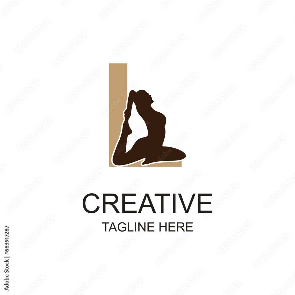 letter yoga logo design unique concept Premium Vector