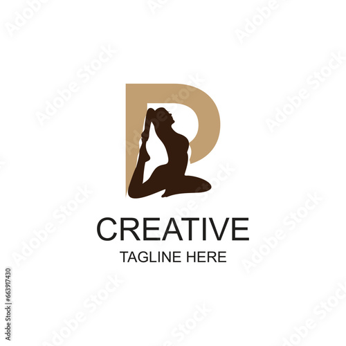 letter yoga logo design unique concept Premium Vector