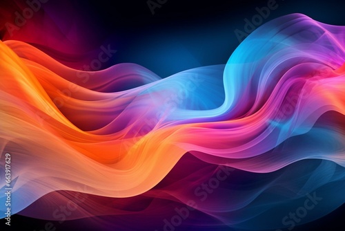 Colorful abstract backdrop with vibrant neon swirls and dynamic lines. Generative AI