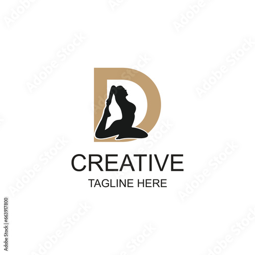 letter yoga logo design unique concept Premium Vector