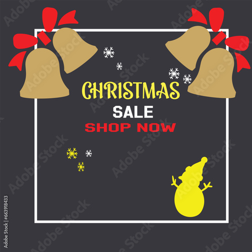 Christmas sale poster template with vector image