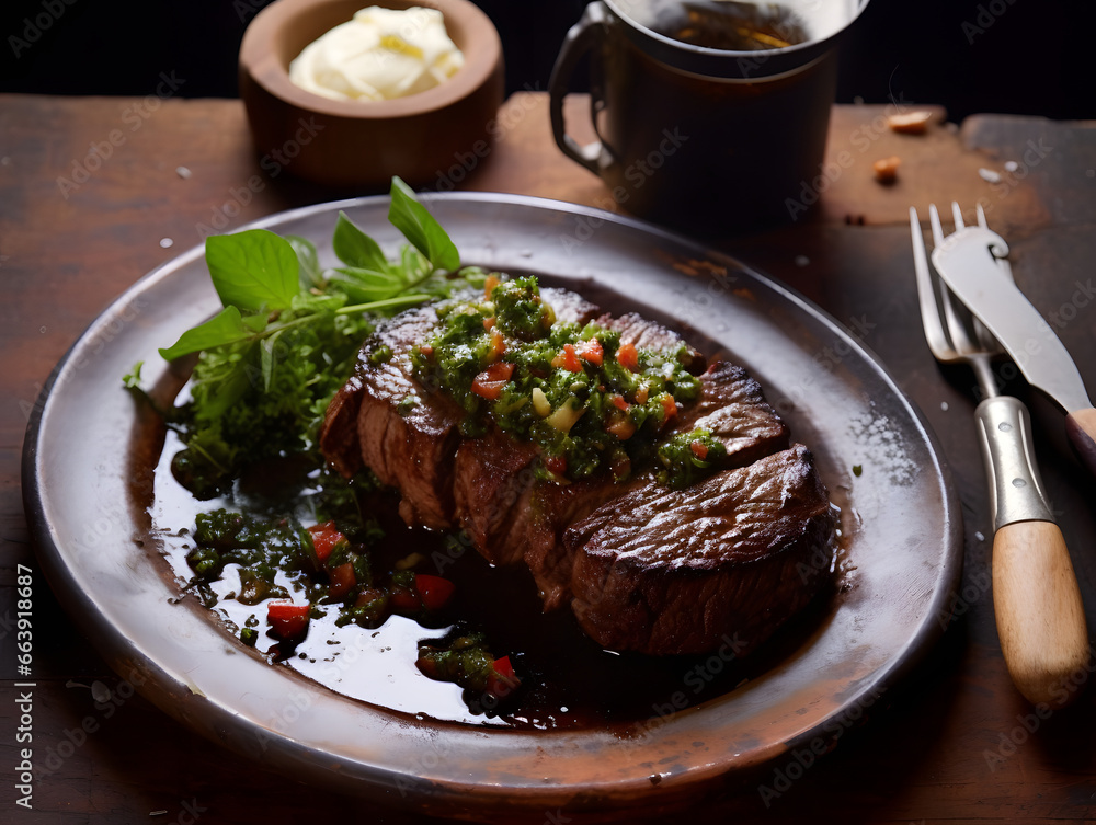 Delicious steak beautifully served for dinner Delicious steak beautifully served for dinner