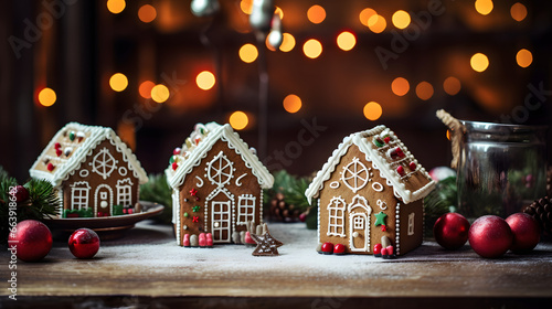 Christmas gingerbread cookies on the blurred background © Alexandr