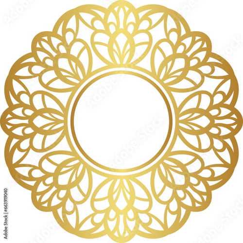 Mandala with gold color gradations