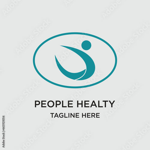 People healty logo design simple concept Premium Vector