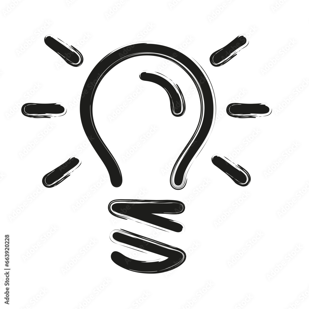 Fototapeta premium Light bulb icon made with ink