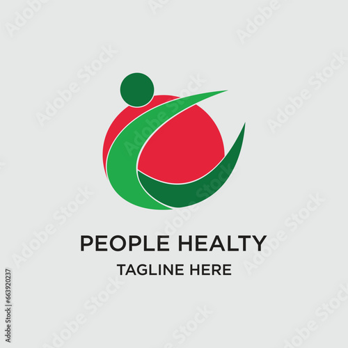 People healty logo design simple concept Premium Vector