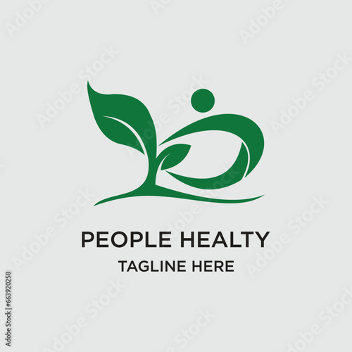 People healty logo design simple concept Premium Vector