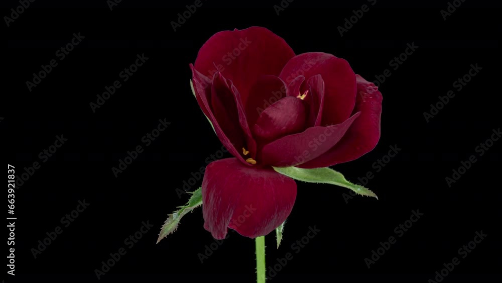 Beautiful pink rose opening on black background, close up. Beautiful pink rose opening on black background, close up.
