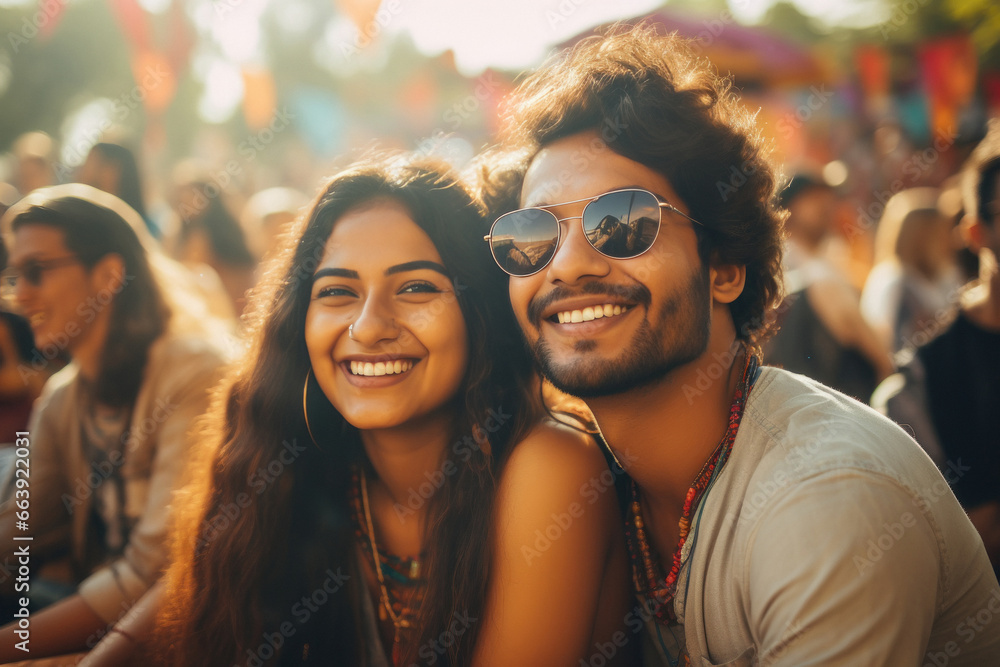 Young couple enjoying at music festival event Young couple enjoying at music festival event