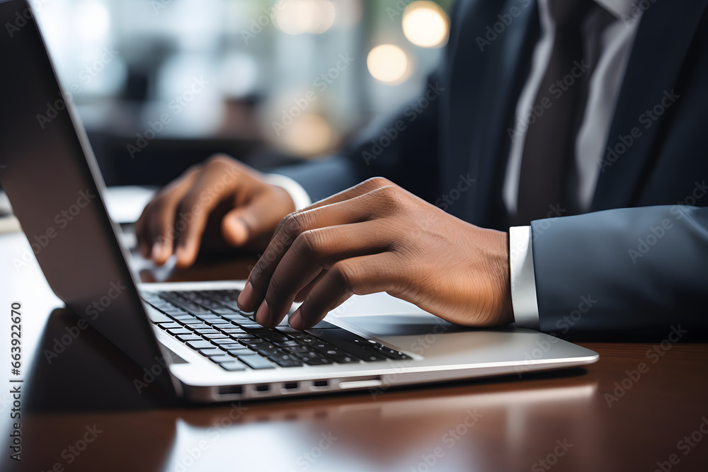 Close up businessman hand typing on a laptop. Business concept Close up businessman hand typing on a laptop. Business concept
