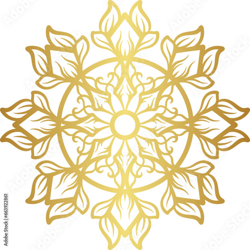 Mandala with gold color gradations