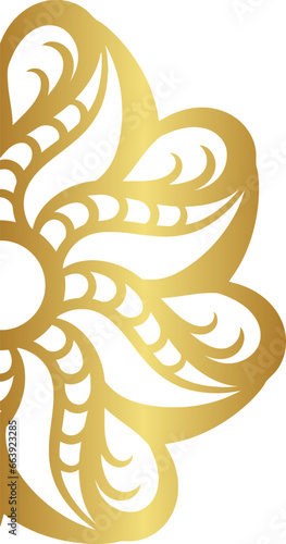 Mandala with gold color gradations
