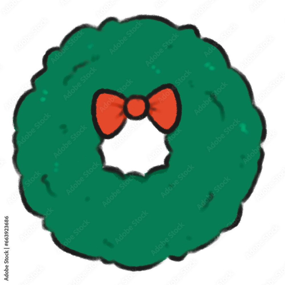 Cute Christmas wreath Doodle element, Festival signs and symbols, Hand drawn in doodle style. Cute Christmas wreath Doodle element, Festival signs and symbols, Hand drawn in doodle style.