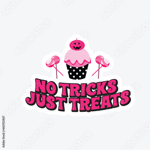 Halloween Trick or treat sticker girly