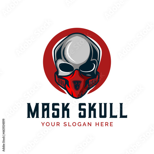 Mask Military Skull Wings and Shield modern design template for labels, emblems, badges or other.
