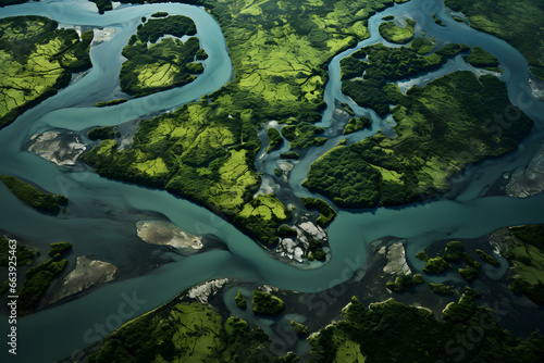 Aerial view of a river delta © akualip