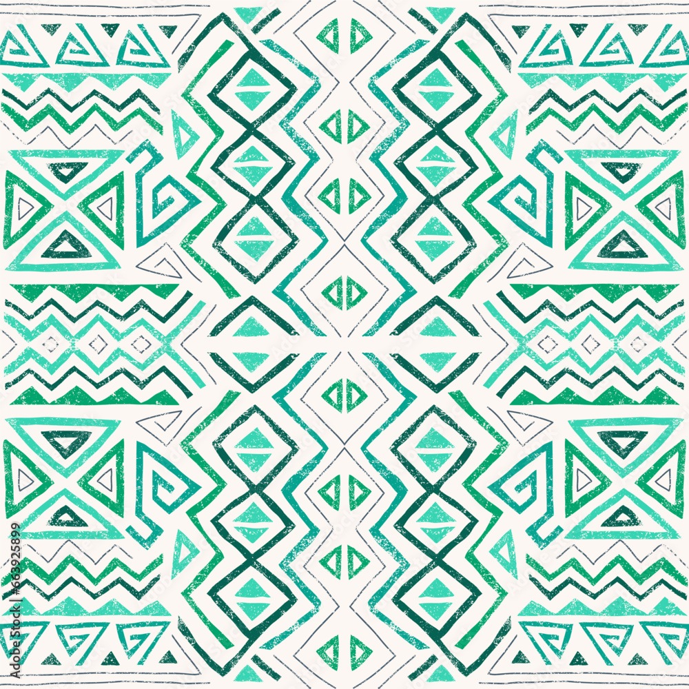 African ethnic seamless pattern in tribal style. Trendy abstract geometric background with grunge texture. Unique design elements for textile, banner, cover, wallpaper, wrapping African ethnic seamless pattern in tribal style. Trendy abstract geometric background with grunge texture. Unique design elements for textile, banner, cover, wallpaper, wrapping