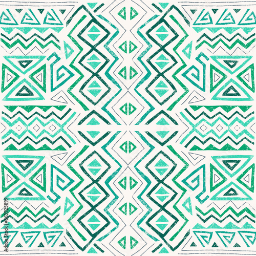 African ethnic seamless pattern in tribal style. Trendy abstract geometric background with grunge texture. Unique design elements for textile  banner  cover  wallpaper  wrapping