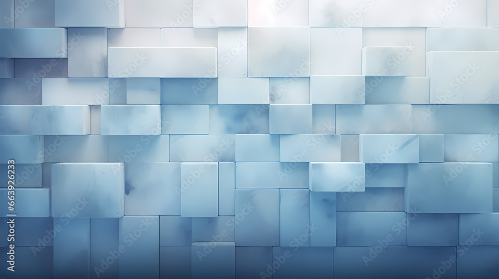 An abstract artistic rendering of a wall textured with light white-blue blocks, amidst a dreamy, soft-focus ambiance