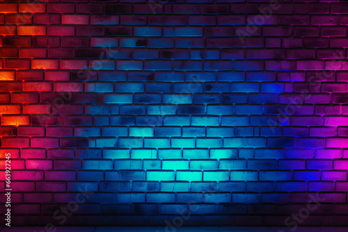 Modern Futuristic Neon Brick Wall Background