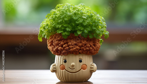 Happy smiling face chia pet