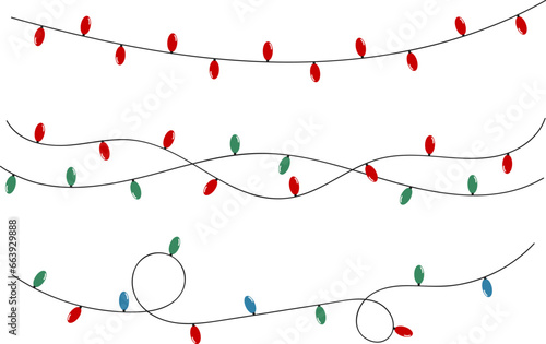 christmas lights vector illustration. cute cartoon christmas or new year garland. christmas decoration. birthday decoration with lights