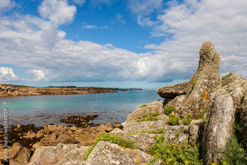 Porth Conger, a small anchorage between St. Agnes and Gugh, Isles of Scilly, Cornwall, England, UK