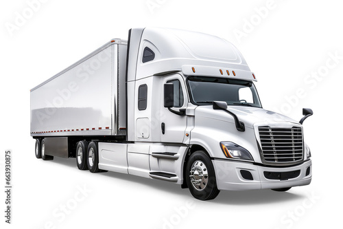 A white American truck on a transparent background