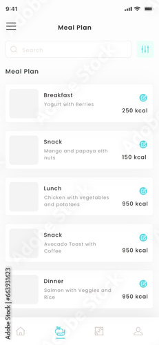 Nutrition Tracker, Healthy Food Plan, Diet Meals and Recipes Green Mobile App and Ui Kit Template