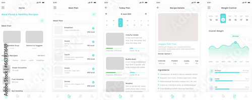 Nutrition Tracker, Healthy Food Plan, Diet Meals and Recipes Green Mobile App and Ui Kit Template