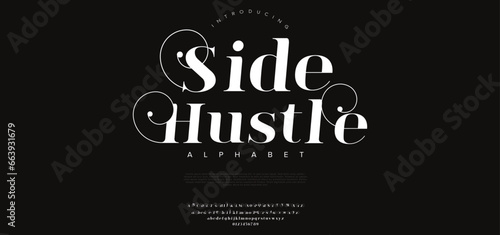 Elegant Font Uppercase Lowercase and Number. Classic Lettering Minimal Fashion Designs. Typography modern serif fonts regular decorative vintage concept. vector illustration