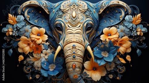 a wise and serene elephant  highlighting its gentle nature