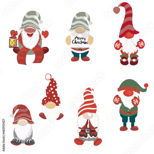 Collection of vector gnomes Christmas style for design