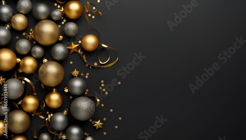 golden christmas balls on black