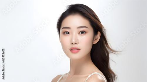 Close up of attractive young Japanese asian woman with smooth skin