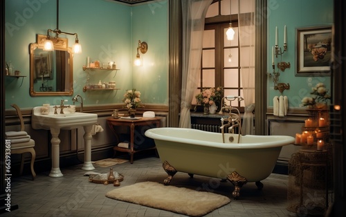 3d render of vintage interior bathroom