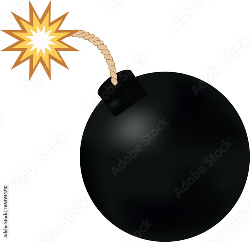 bomb with a lit fuse on a transparent background