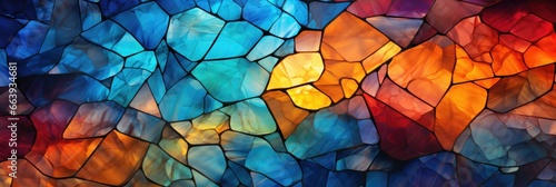 Abstract wallpaper, Intricate Stained Glass Kaleidoscope: A close-up of a stained glass window with intricate geometric patterns and vibrant colors. background, desktop background. photo