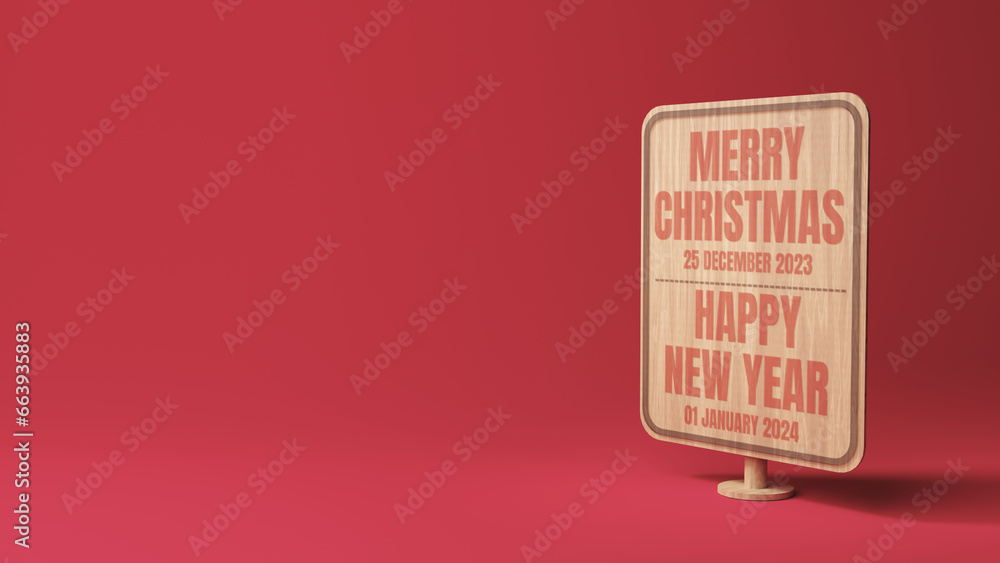 Merry christmas and happy new year 2024 background with copy space on red background Merry christmas and happy new year 2024 background with copy space on red background