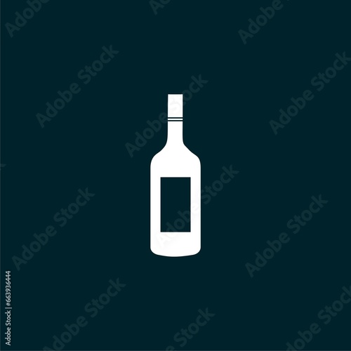Bottle of wine icon isolated on blue background.