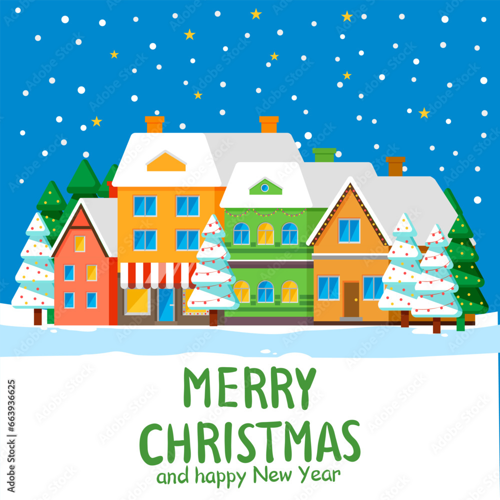 Merry Christmas card. Vector illustration. The ornament had Merry Christmas 2024 beautifully inscribed on it The winter scene in background postcard looked enchanting The festive poster announced