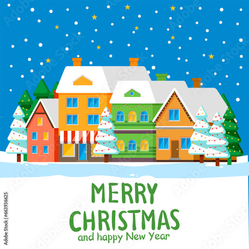 Merry Christmas card. Vector illustration. The ornament had Merry Christmas 2024 beautifully inscribed on it The winter scene in background postcard looked enchanting The festive poster announced