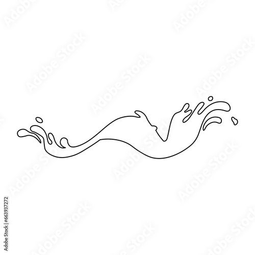 Water and juice splash liquide. One line stroke outline vector Illustration A wave shape, beautiful echo of oceans song A drop shape, humble manifestation of liquid state A dripped droplet, solitary