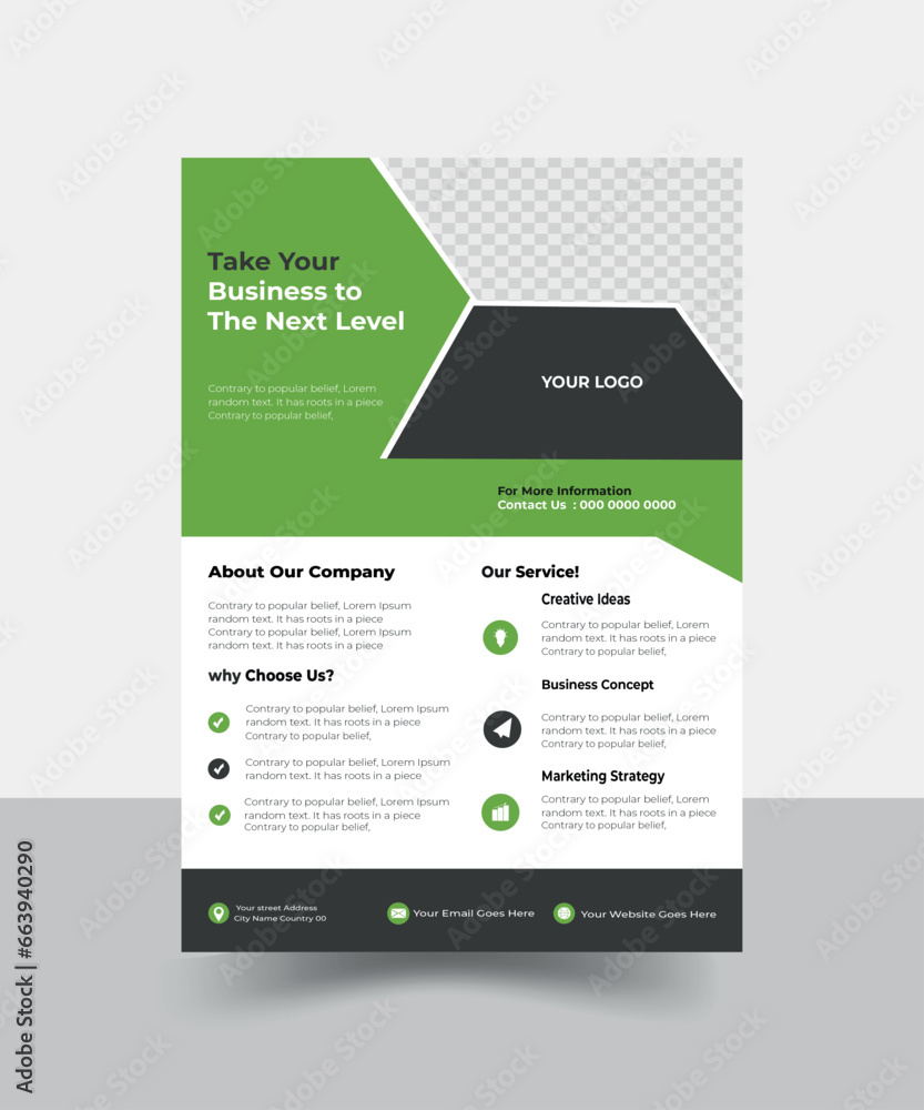 Business flyer template, design,  publication, advertise, Promotion business, publication, 
green and black, 
