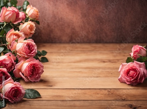 roses on wooden background