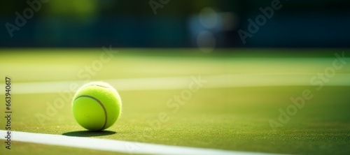 A tennis ball on a tennis court photo