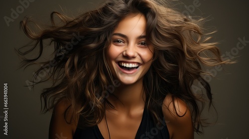 Cute women beautiful hair fluttering in breeze